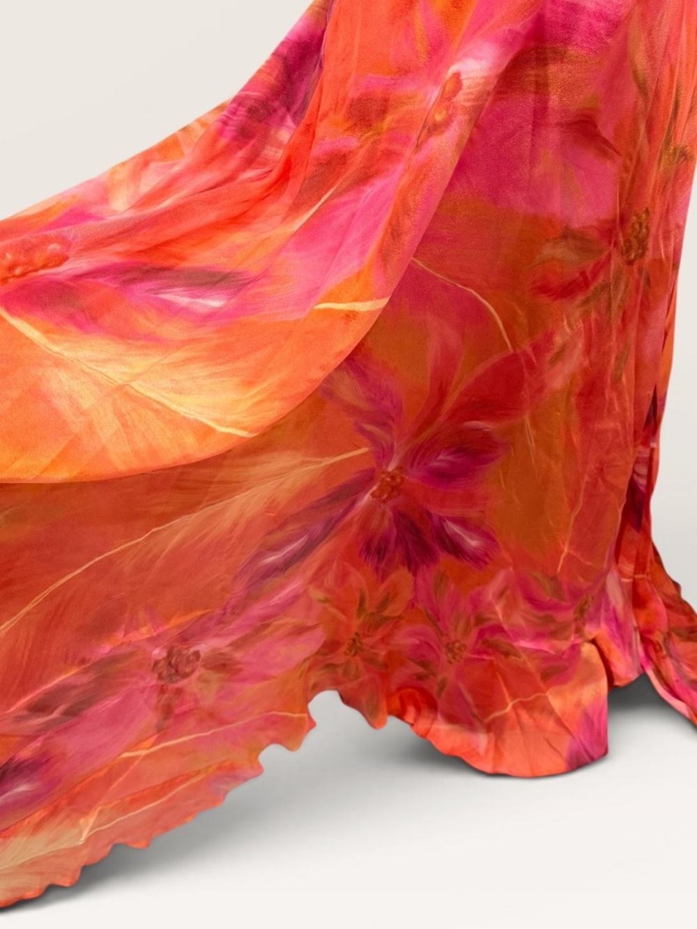 Muse By Marchesa Sz 6 One Shoulder Tangerine Floral Evening Gown Dress NWT $439 - Picture 7 of 16